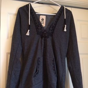 Roxy vneck drawstring hoodie.